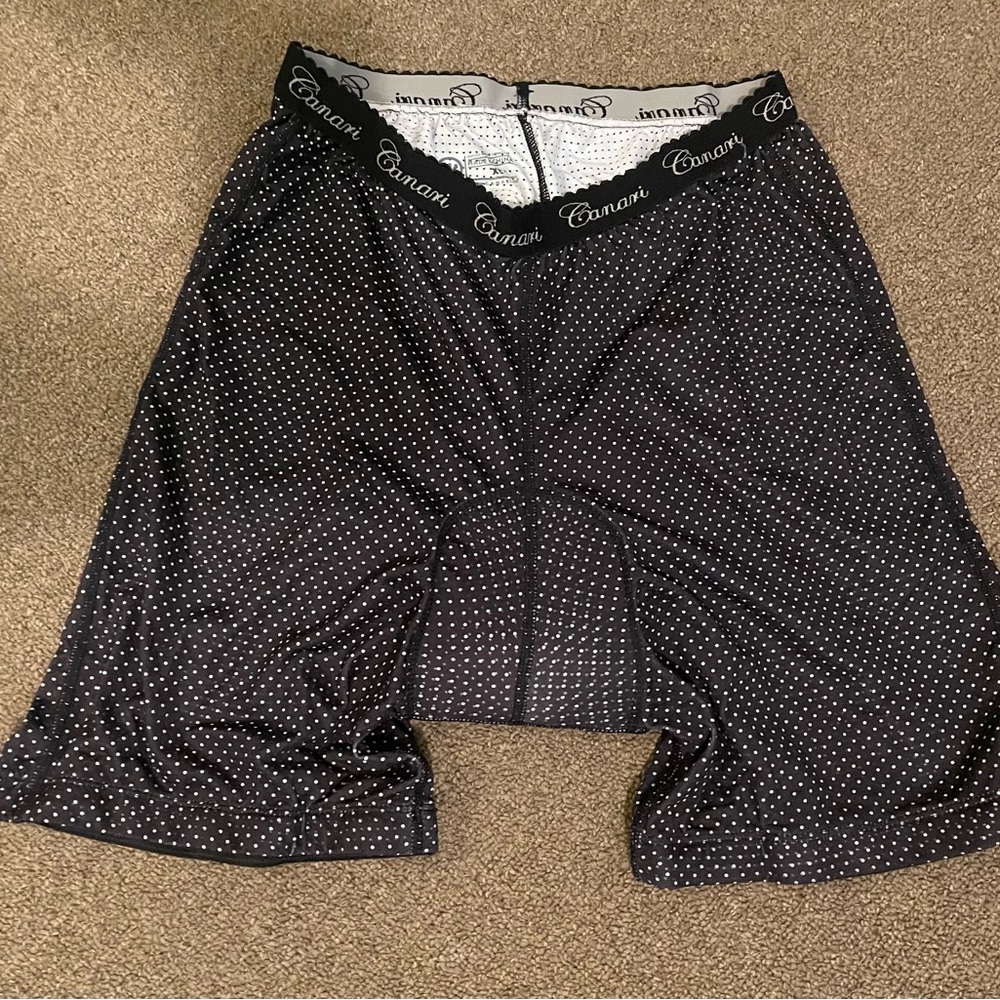 Canari Black Cycling Shorts with White Polka Dots